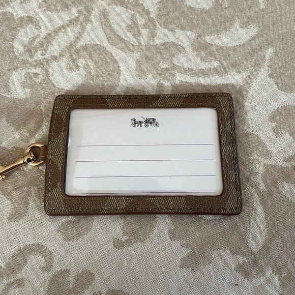 Coach Tan Card Holder with Logo - Picture 3 of 4